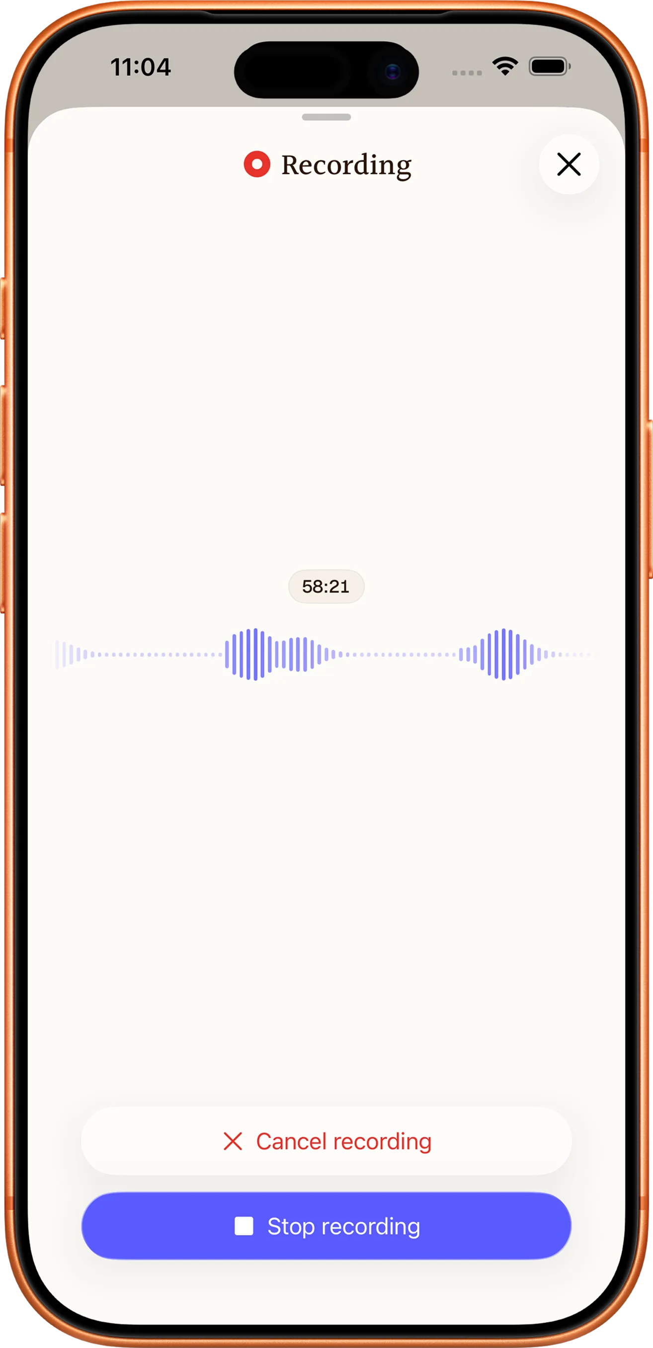 Notewarp äänittää äänimuistiinpanon iPhoneen
